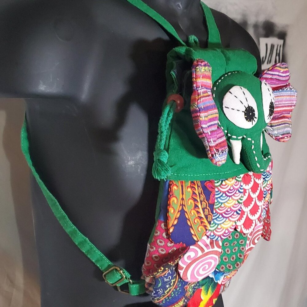 Elephant Patchwork/Quilted Small Backpack - No Ta… - image 4